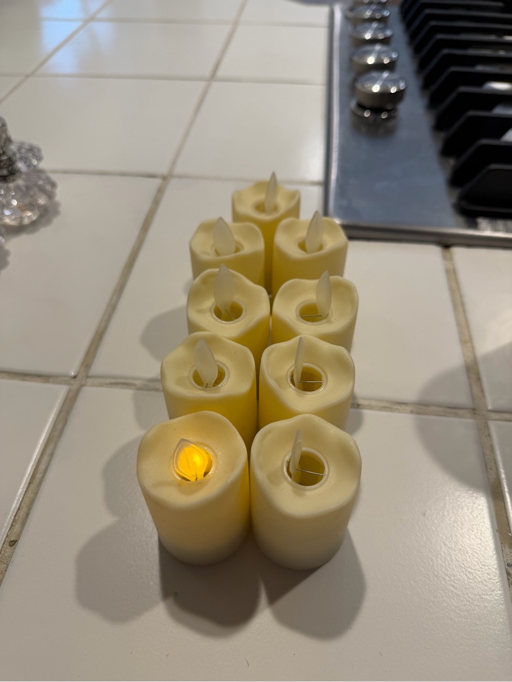Set of 9 Cream LED Flameless Votive Candles